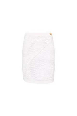 CROCHET KNIT WRAP SKIRT - WHITE