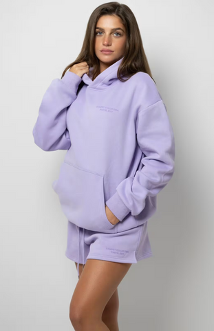 Oversize Hoodie + Shorts Set - Lavender