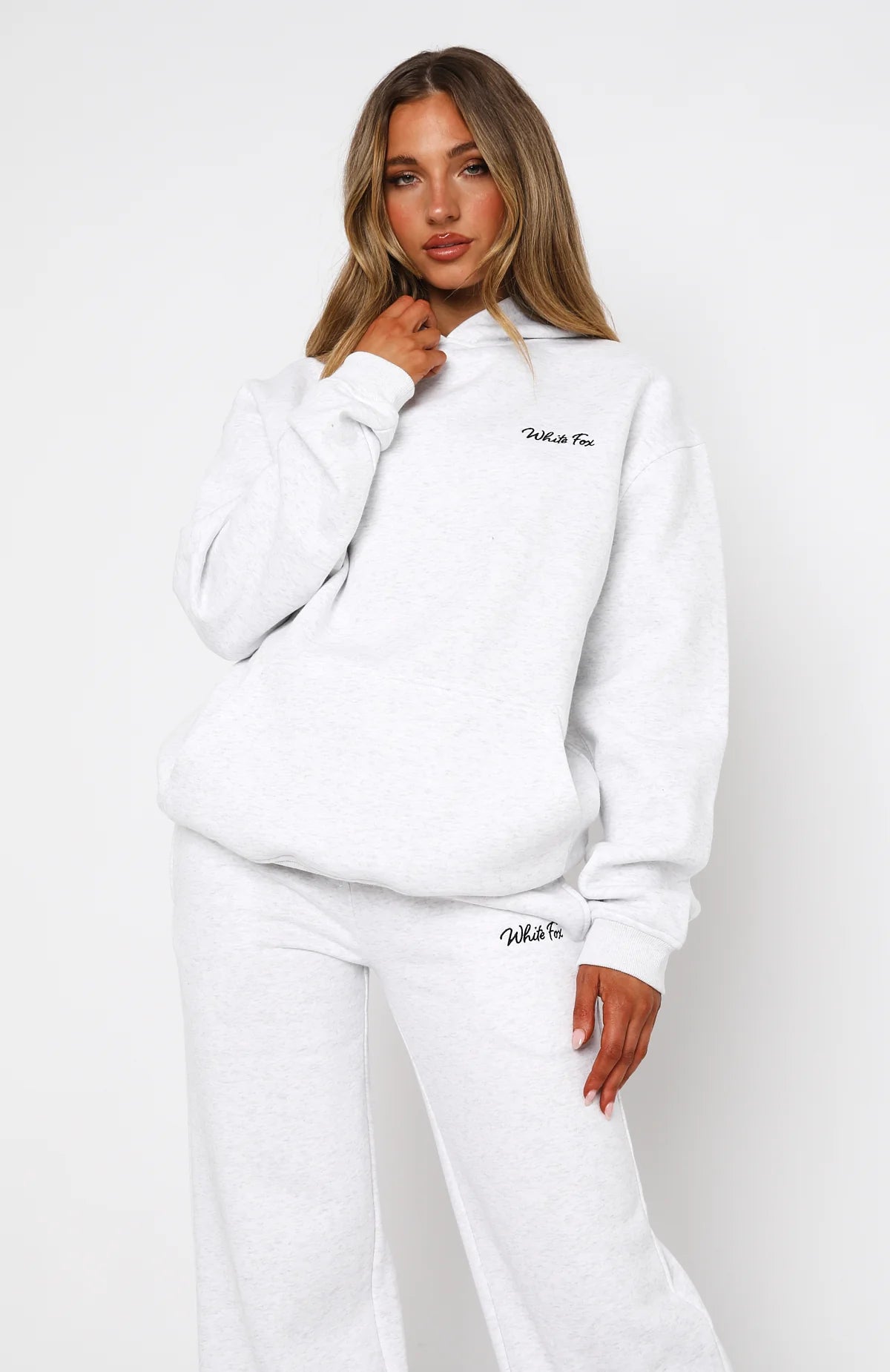 Oversize Hoodie + Wide Leg Sweatpants  -  Grey Marle