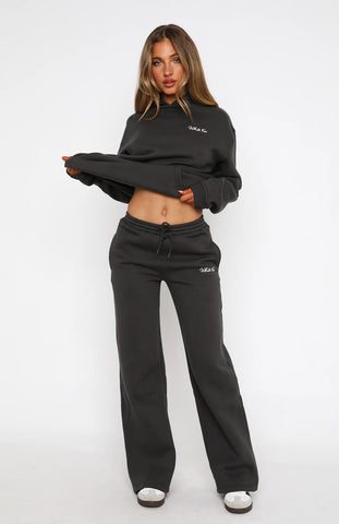 Oversize Hoodie + Wide Leg Sweatpants  -  Charcoal