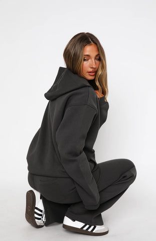 Oversize Hoodie + Wide Leg Sweatpants  -  Charcoal