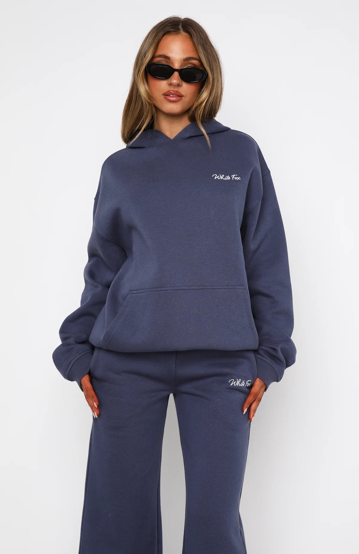 Oversize Hoodie + Wide Leg Sweatpants  - Navy