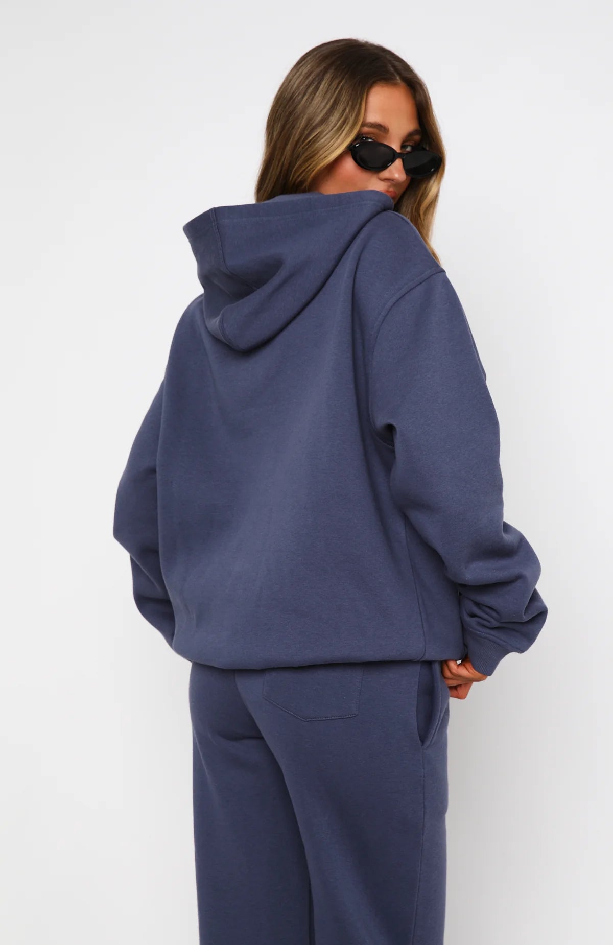 Oversize Hoodie + Wide Leg Sweatpants  - Navy