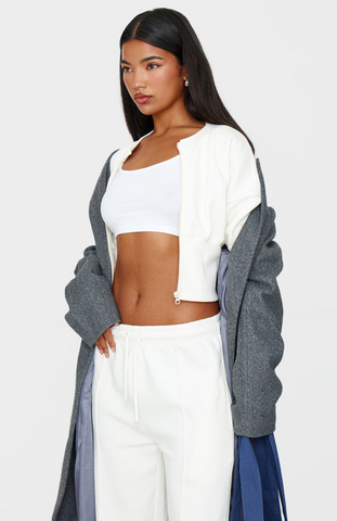 Cream Extreme Cinched Waist Sweatshirt Set