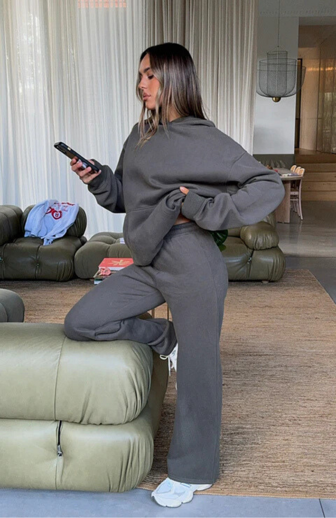 Oversize Hoodie + Wide Leg Sweatpants  - Volcanic