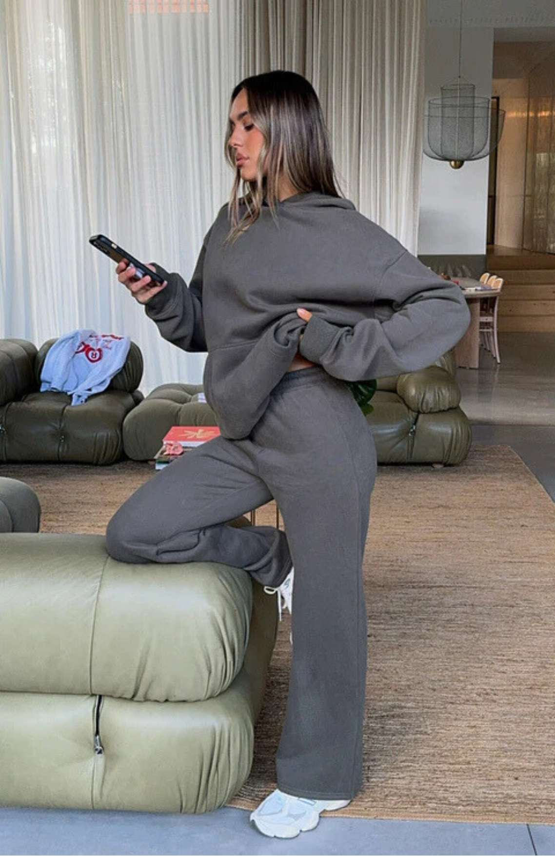 Oversize Hoodie + Wide Leg Sweatpants  - Volcanic