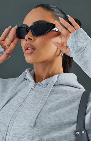 Ash Grey Oversized Hooded Zip Up Sweat Hoodie Set