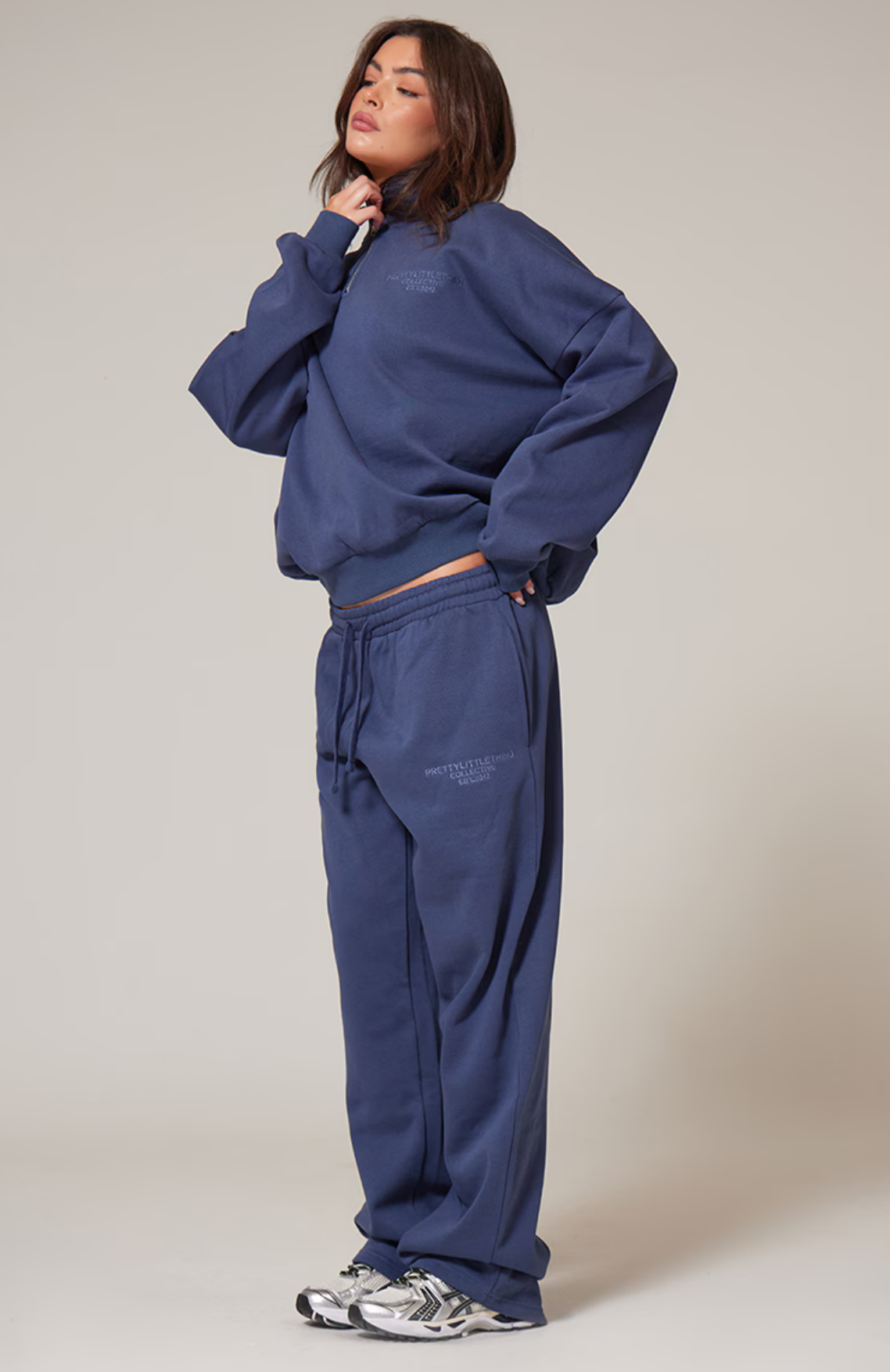 Premium Half Zip Sweatshirt Set - Navy