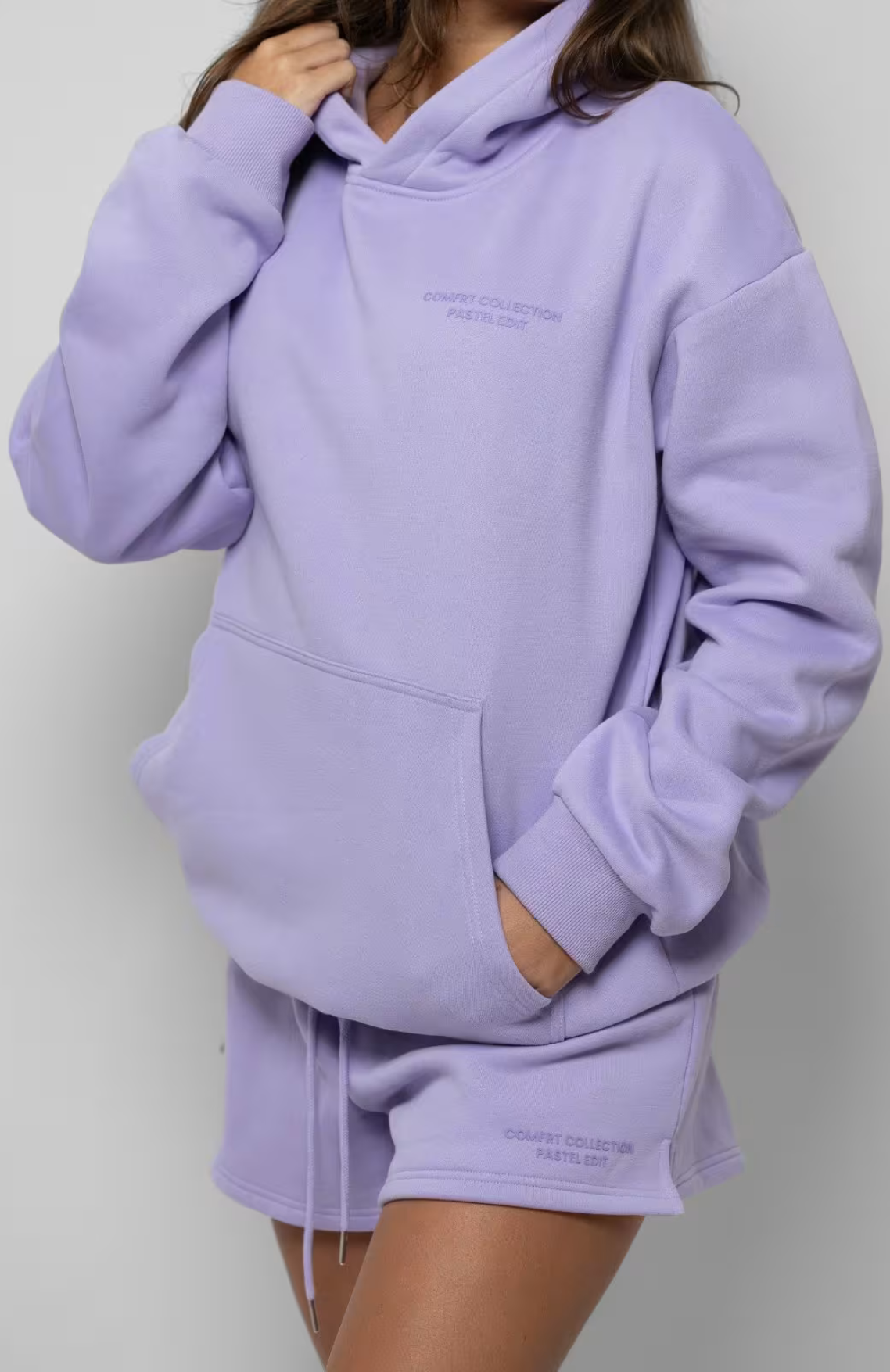 Oversize Hoodie + Shorts Set - Lavender