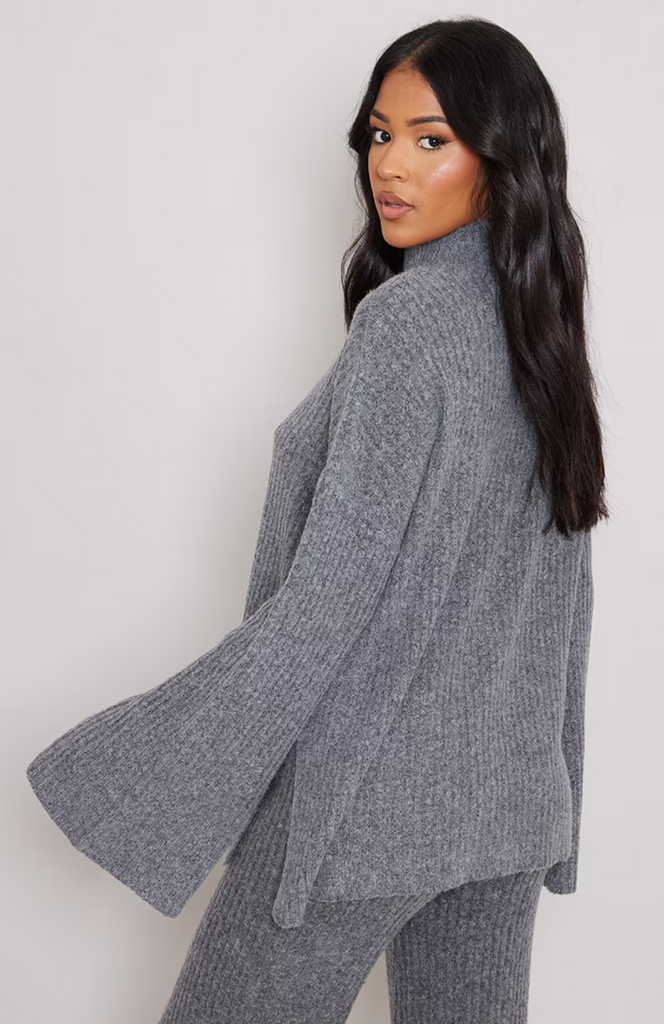 Tall Charcoal Luxe Rib Knit Oversized Jumper Set