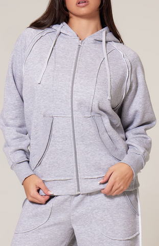 Premium Zip Up Hoodie Set - Grey Marl