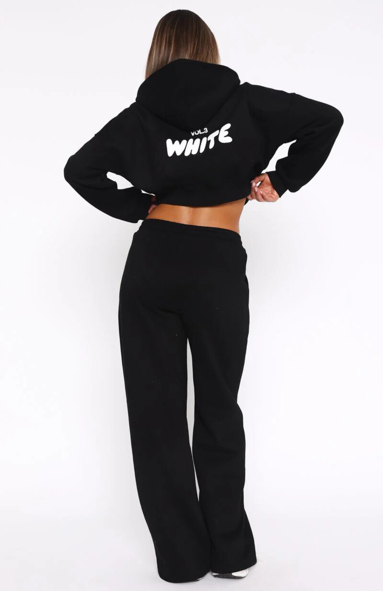 Cropped Zip Hoodie + Wide Leg Sweatpants Mineral Set - Monochrome