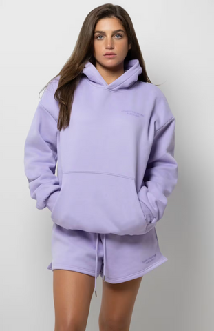 Oversize Hoodie + Shorts Set - Lavender