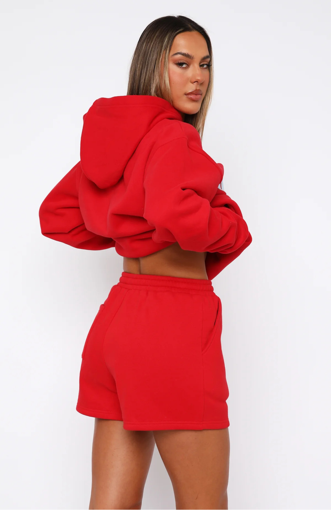 Oversize Hoodie + Shorts Set - Red