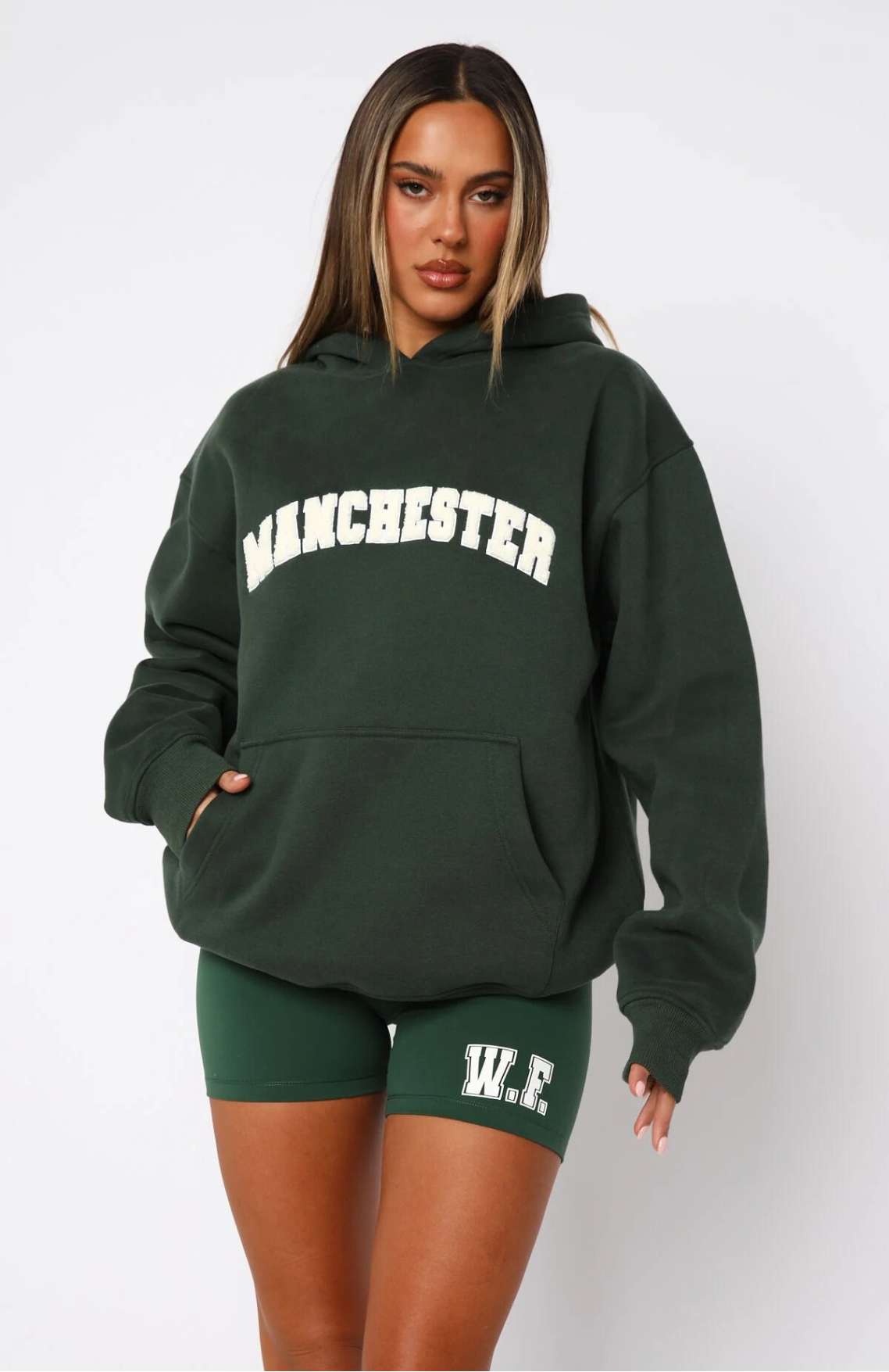 Oversize Hoodie + Shorts Set - Forest Green