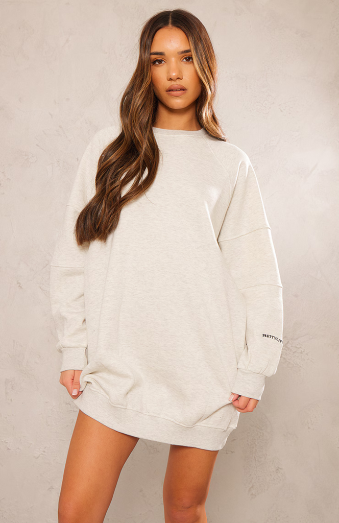 Sleeve Oversized Sweat Jumper - Oatmeal