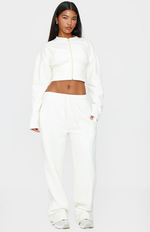 Cream Extreme Cinched Waist Sweatshirt Set