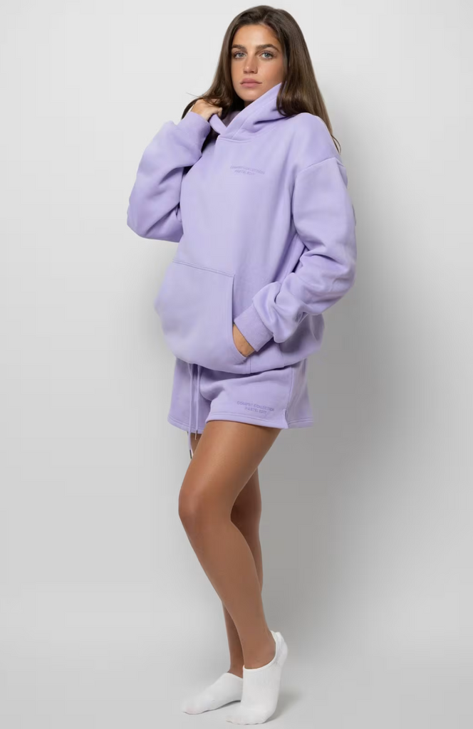 Oversize Hoodie + Shorts Set - Lavender