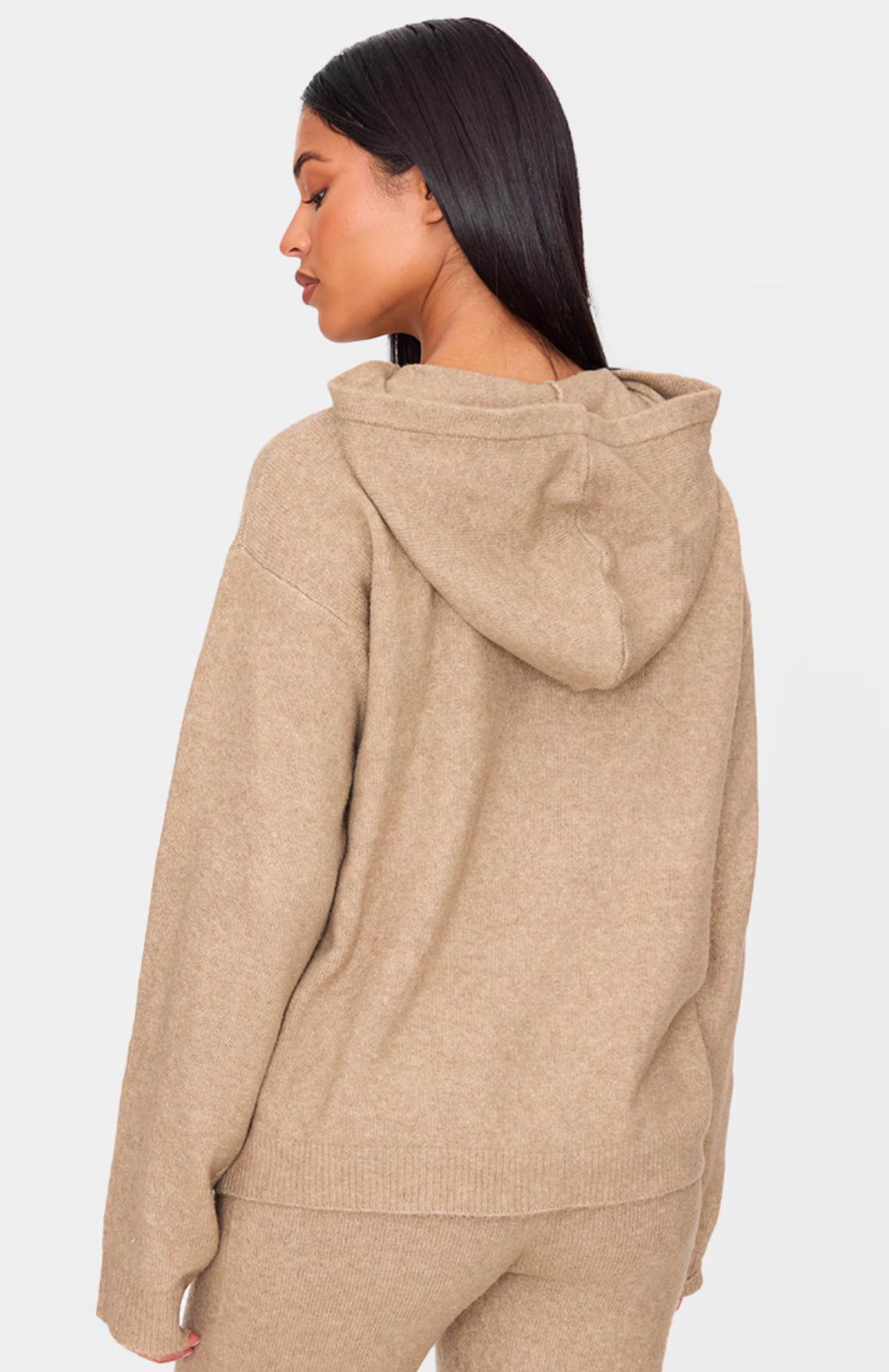 Tall Light Mocha Soft Knit Oversized Hoodie Set