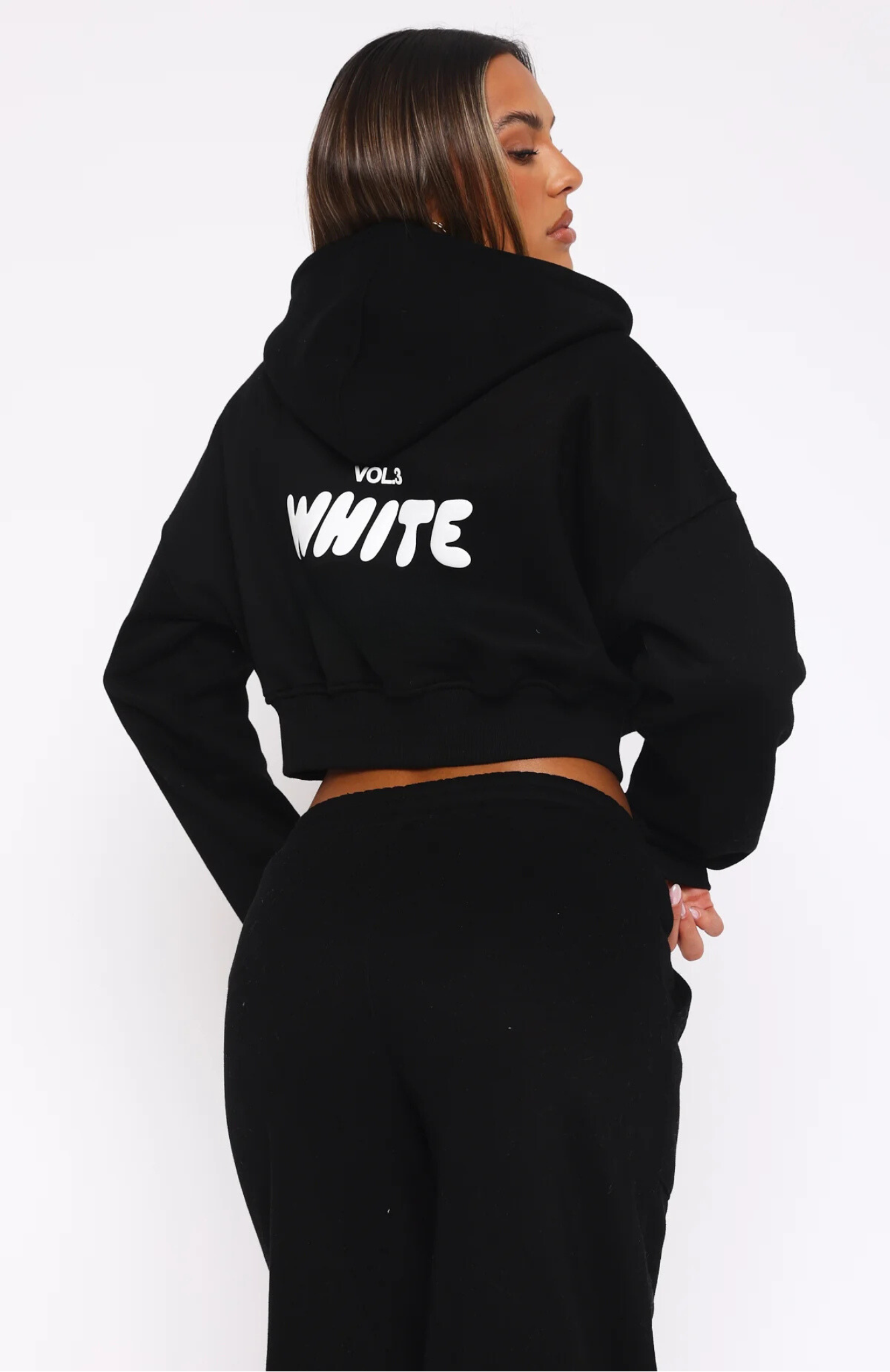 Cropped Zip Hoodie + Wide Leg Sweatpants Mineral Set - Monochrome