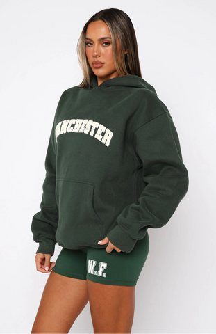 Oversize Hoodie + Shorts Set - Forest Green