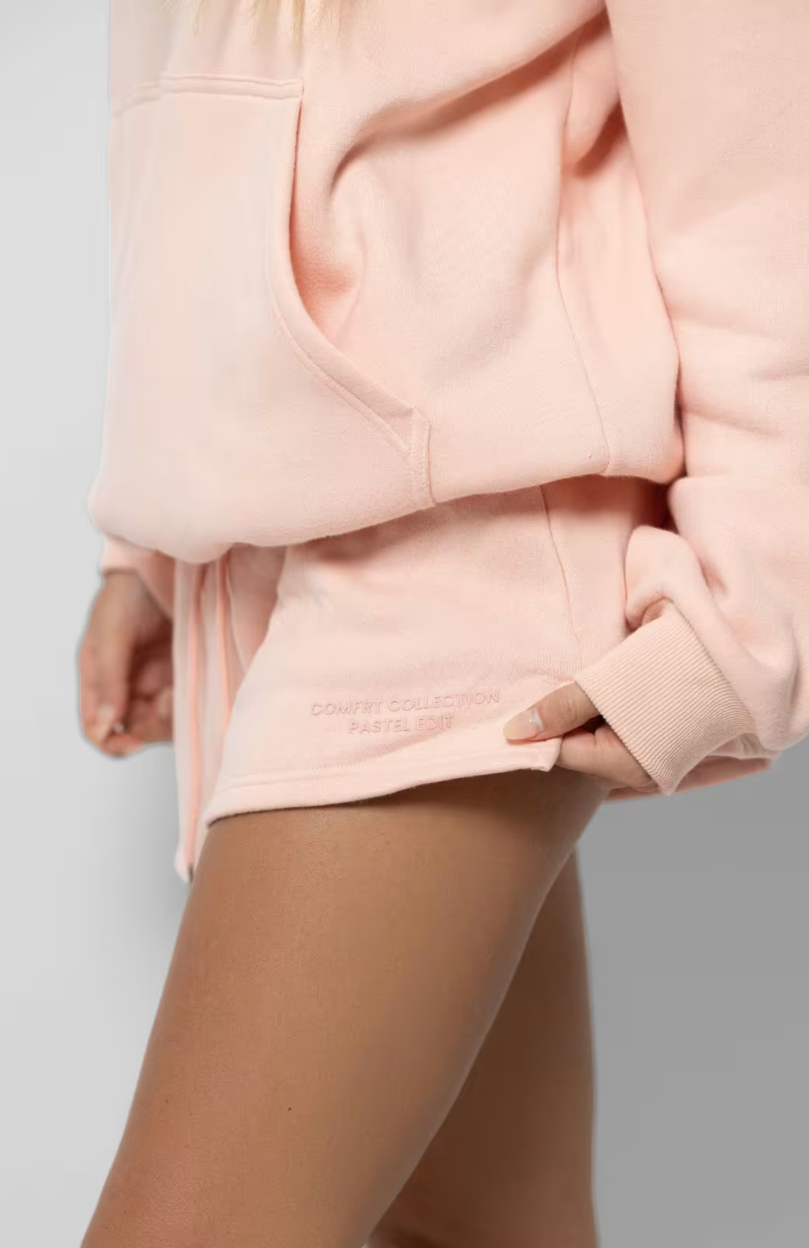 Oversize Hoodie + Shorts Set - Peach