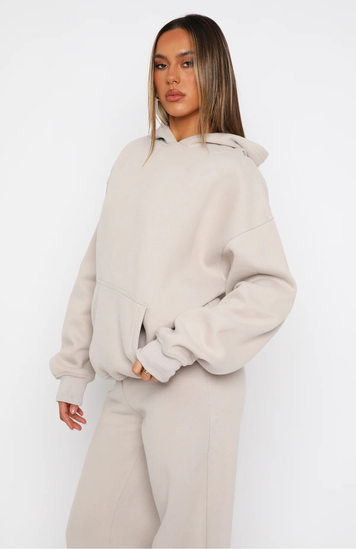 Oversize Hoodie + Wide Leg Sweatpants  - Moon