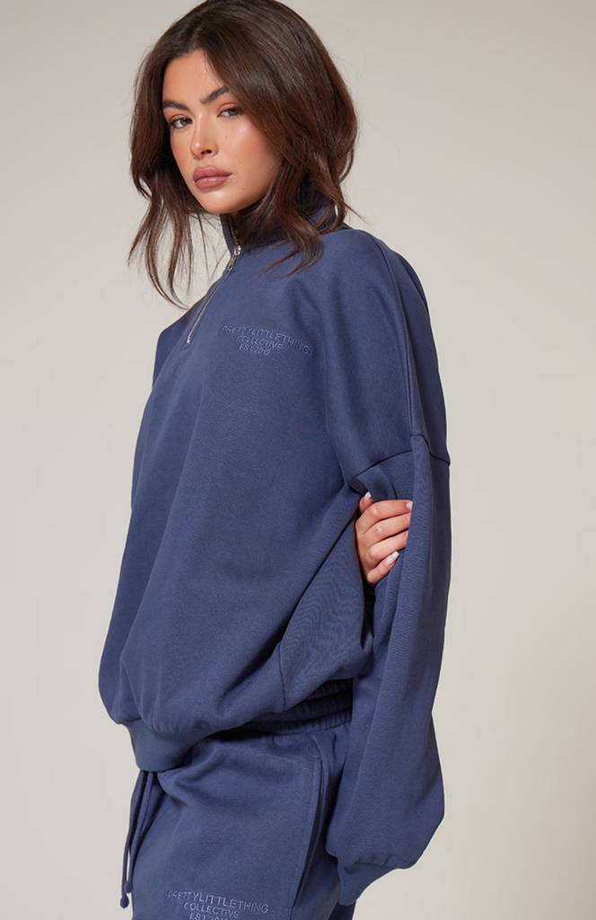 Premium Half Zip Sweatshirt Set - Navy