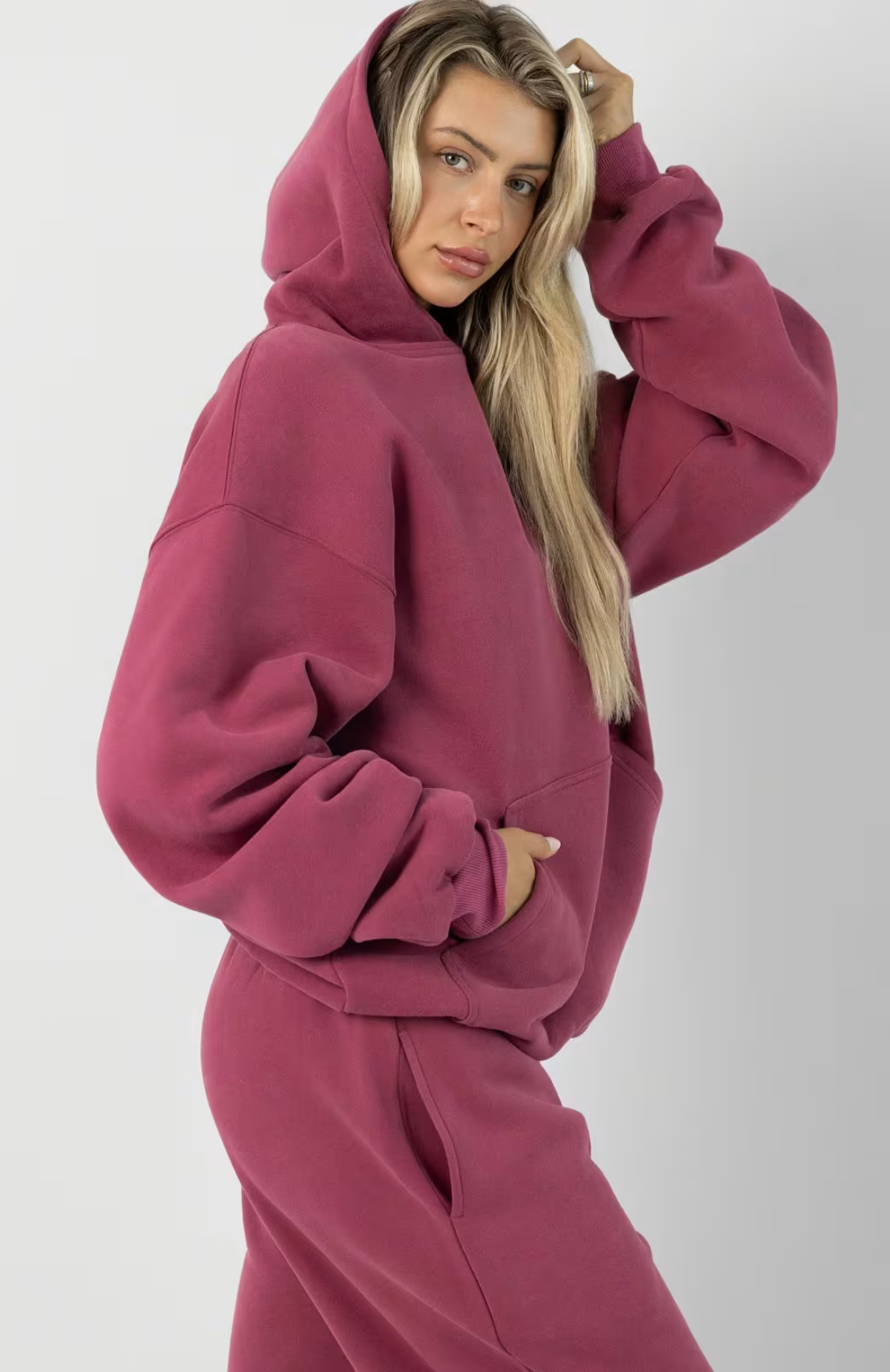 Minimalist Oversize Sweatsuit - Berry