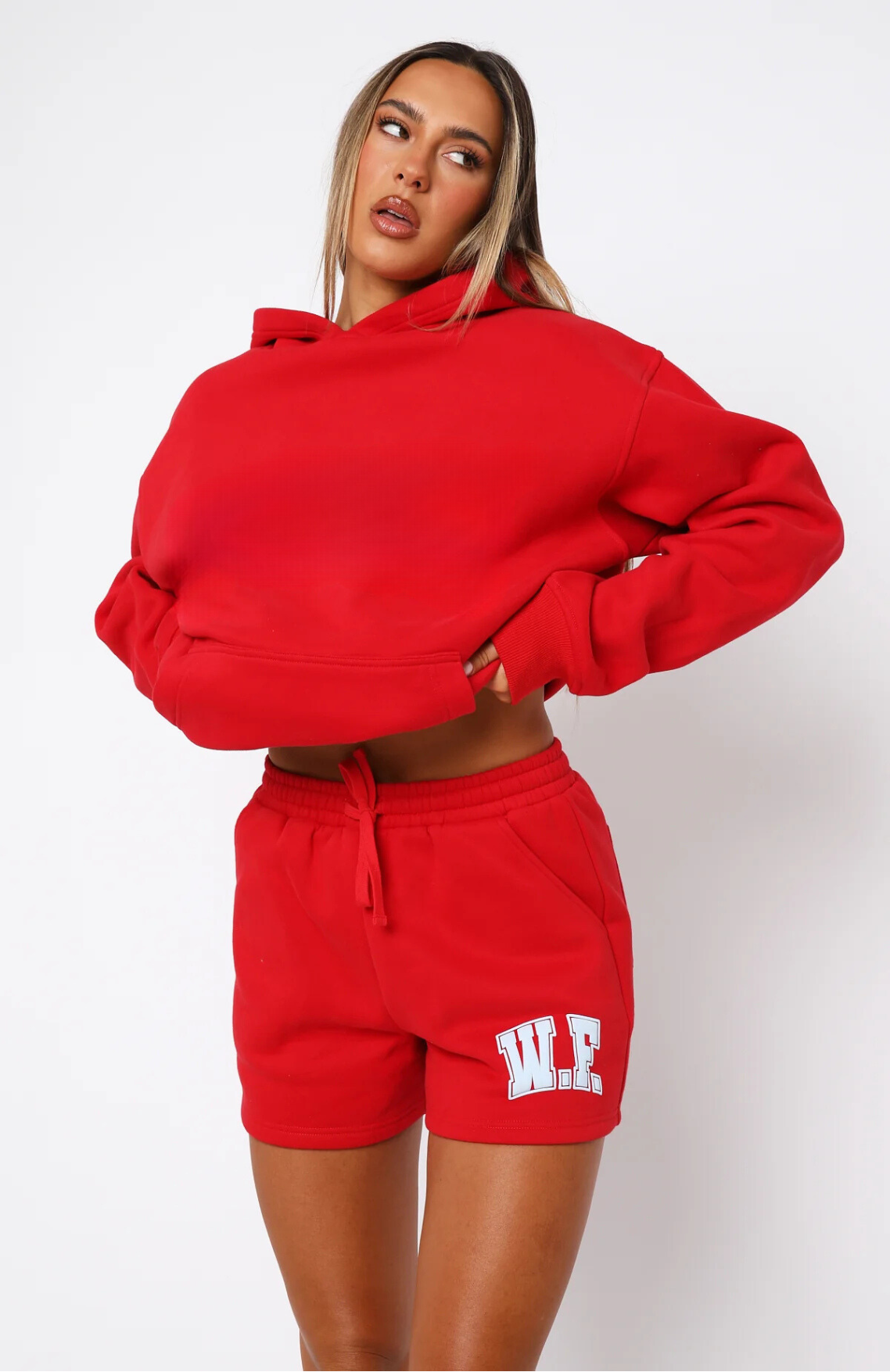 Oversize Hoodie + Shorts Set - Red