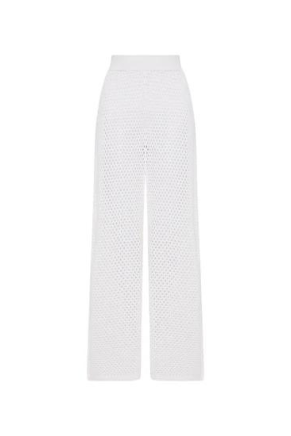 CROCHET KNIT PANTS - WHITE