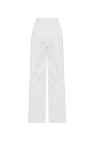 CROCHET KNIT PANTS - WHITE