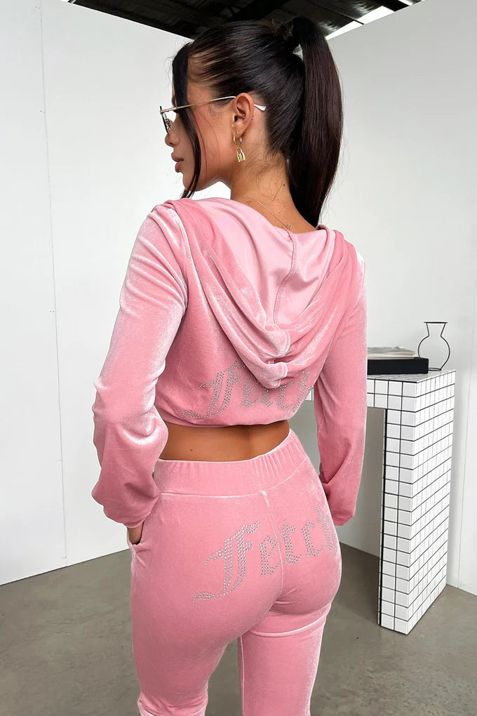 Beba Cropped Hoodie Set - Pink