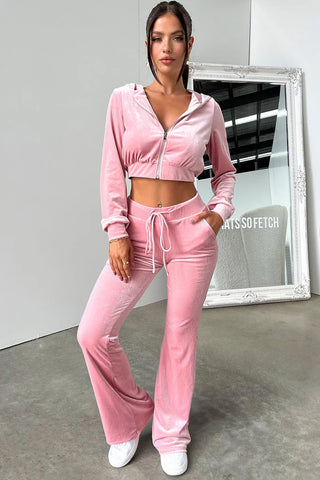 Beba Cropped Hoodie Set - Pink