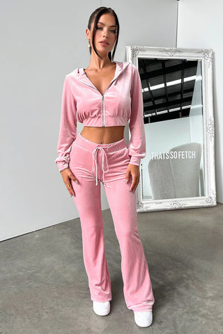 Beba Cropped Hoodie Set - Pink