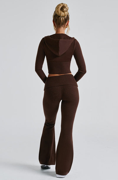 Aria Knit Hoodie Set - Chocolate