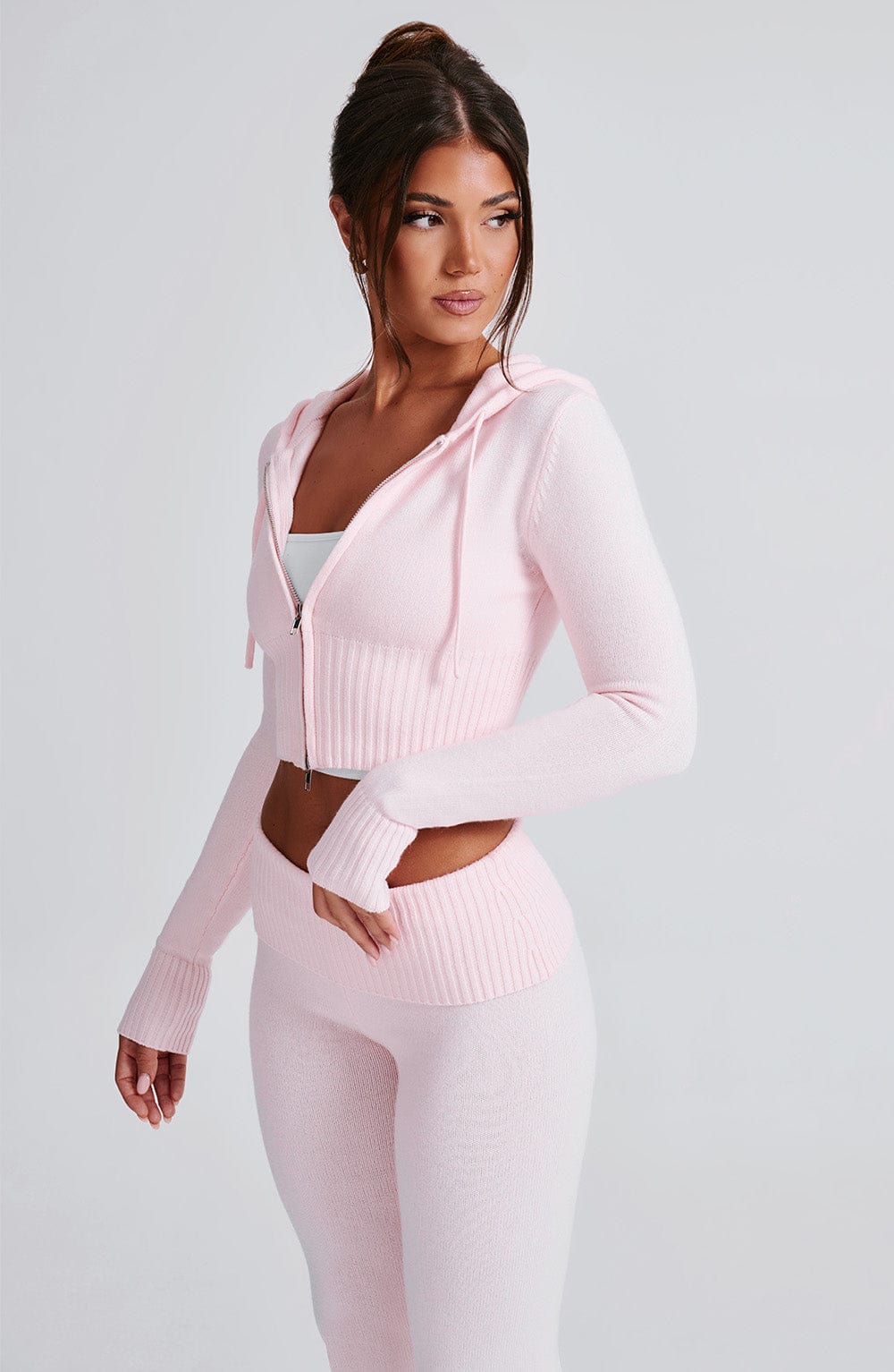 Aria Knit Hoodie Set - Pink