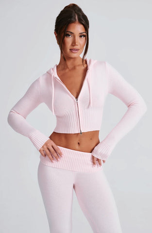 Aria Knit Hoodie Set - Pink