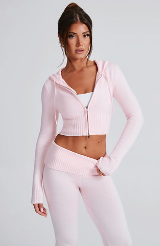 Aria Knit Hoodie Set - Pink