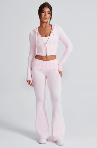 Aria Knit Hoodie Set - Pink