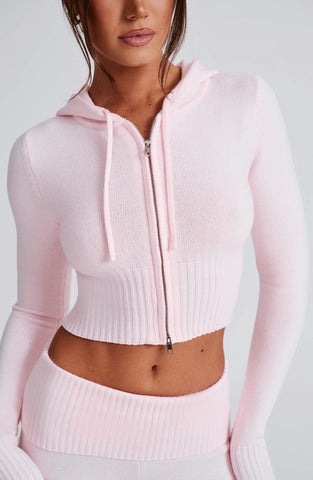 Aria Knit Hoodie Set - Pink