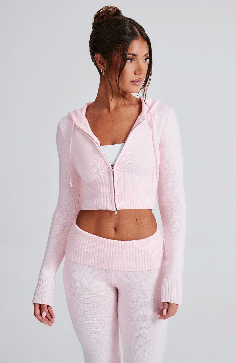 Aria Knit Hoodie Set - Pink