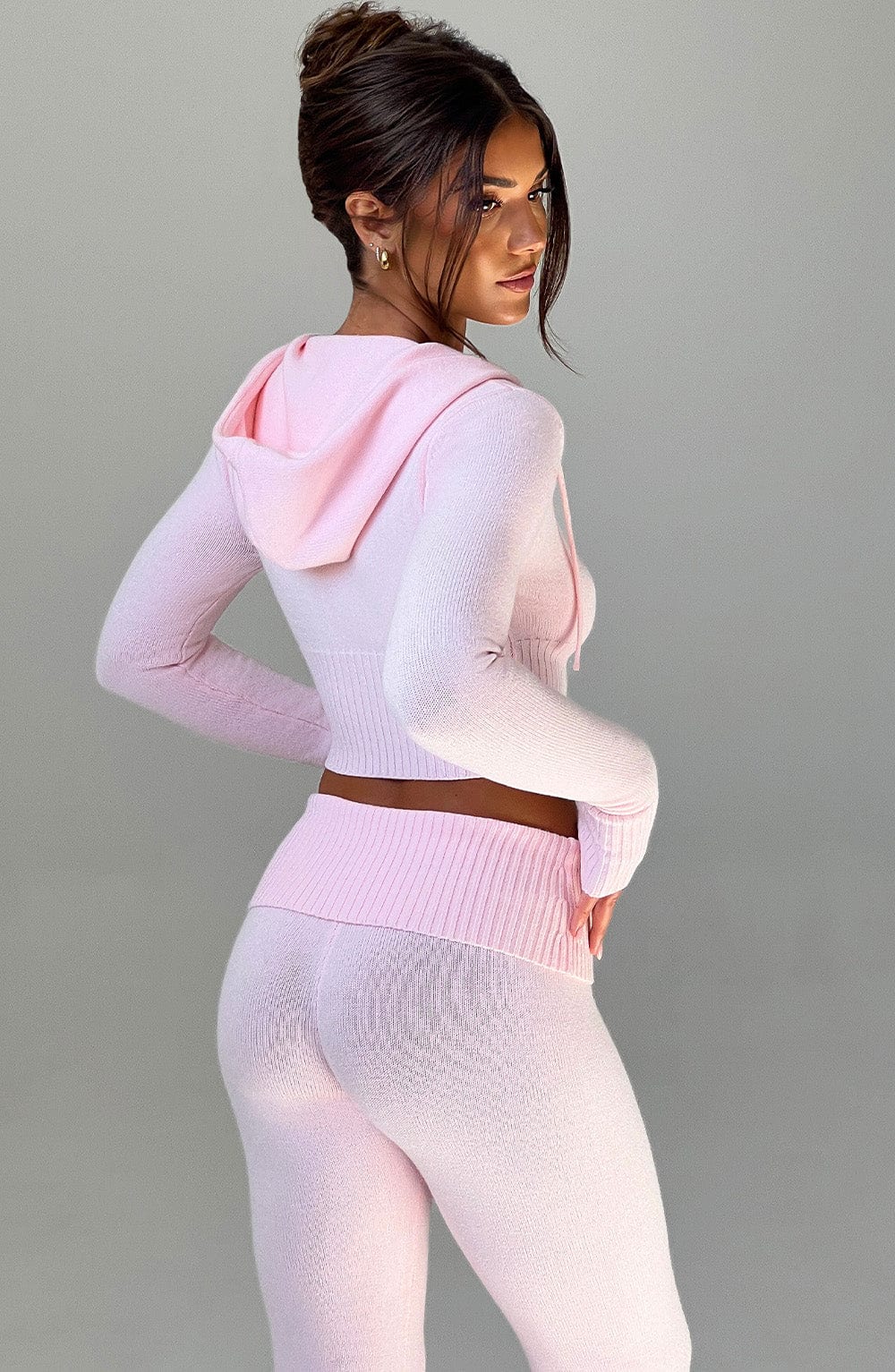 Aria Knit Hoodie Set - Pink