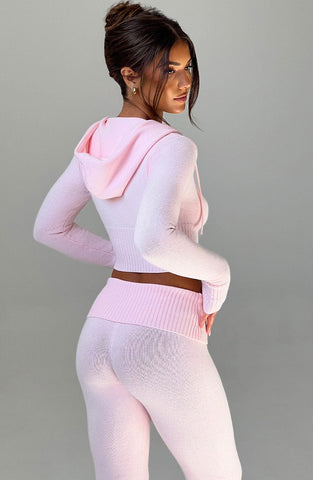 Aria Knit Hoodie Set - Pink