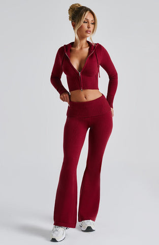 Aria Knit Hoodie Set - Red