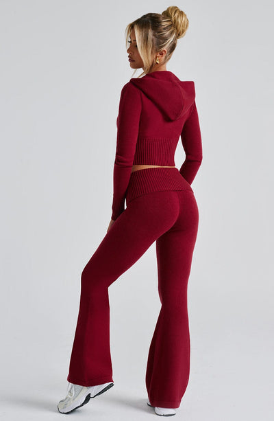 Aria Knit Hoodie Set - Red