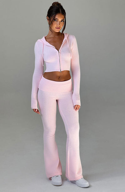 Aria Knit Hoodie Set - Pink