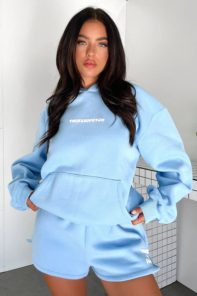 Oversize Hoodie + Shorts Set - Blue