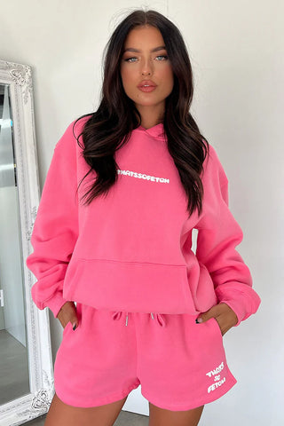 Oversize Hoodie + Shorts Set - Pink