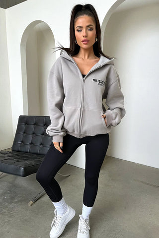 Oversize Zip Up Hoodie - Grey